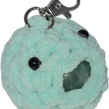 Mint Green Crochet Stress Ball Blob Keychain