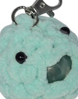 Crochet Puffer Fish Stress Ball Keychain - Seafoam Smiley Face