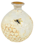 Handcrafted Ceramic Bee & Honeycomb Round Vase