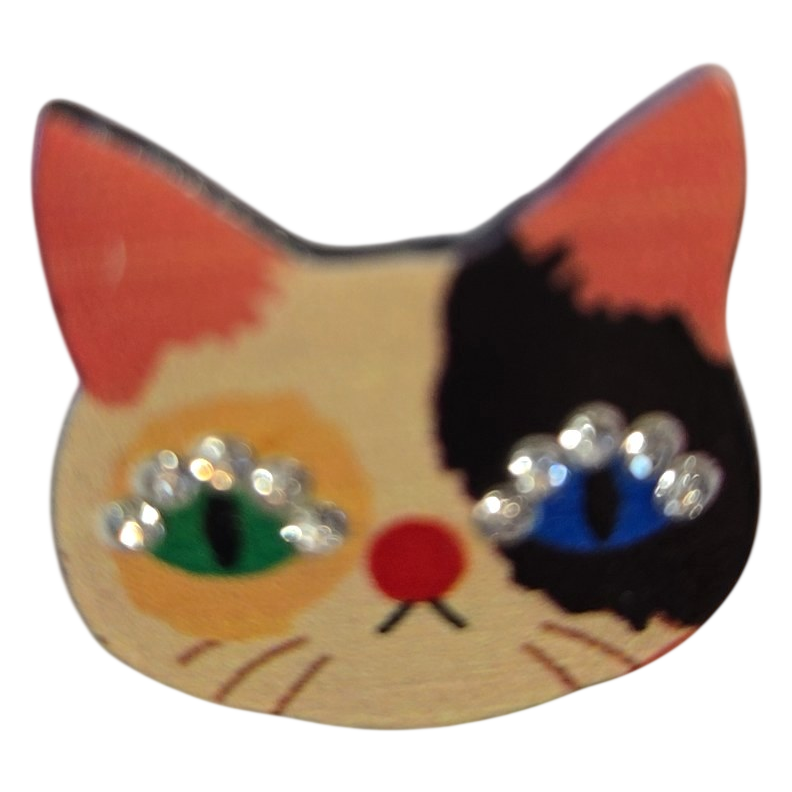 Calico Cat Face Acrylic Brooch Pin
