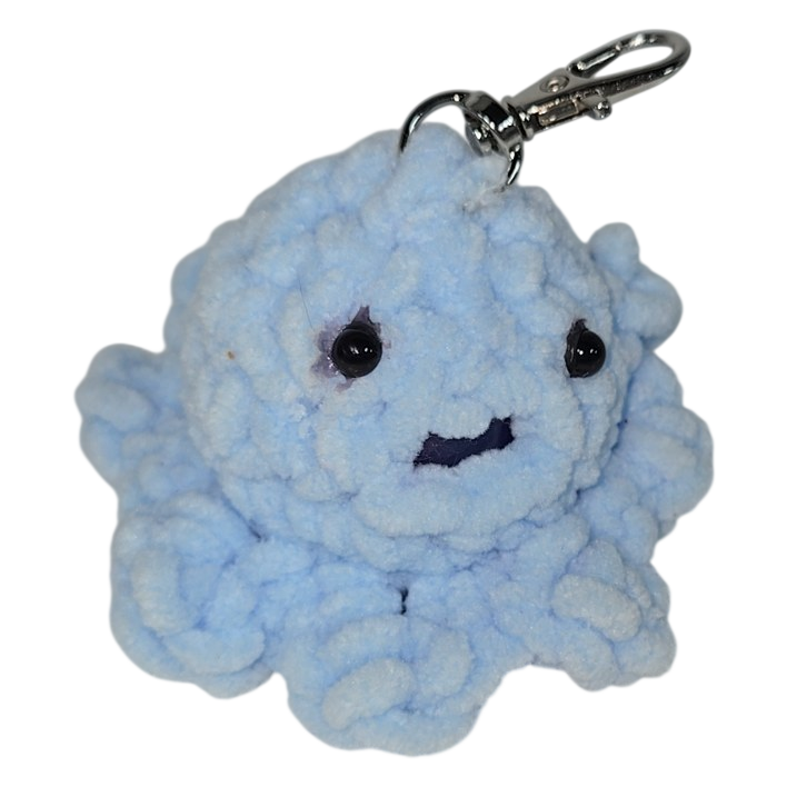 Crochet Octopus Squishy Keychain – Light Blue