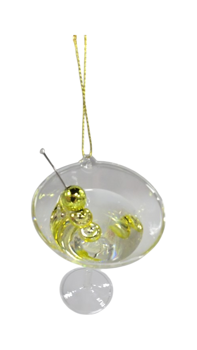 Glass Olive Martini Ornament