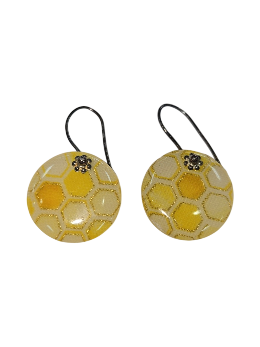 Honeycomb Round Drop Earrings by Julie Treiman