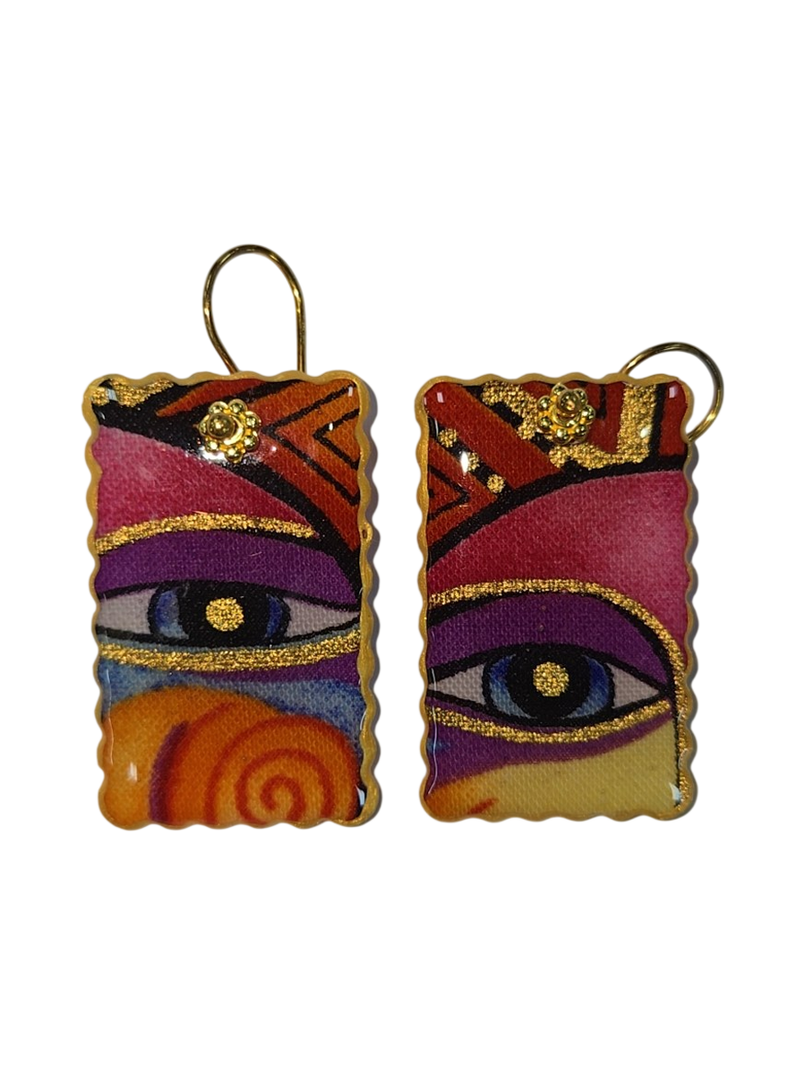 Handmade Fabric &amp; Resin Eye Art Drop Earrings by Julie Treiman