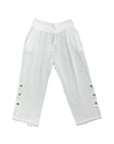 Cherishh White Linen Capri C6514