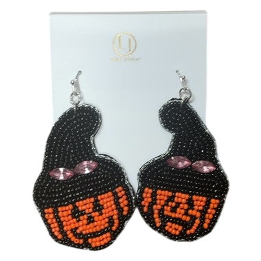 Beaded Halloween Pumpkin Earrings