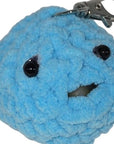 Crochet Puffer Fish Stress Ball Keychain – Blue Smiley Face