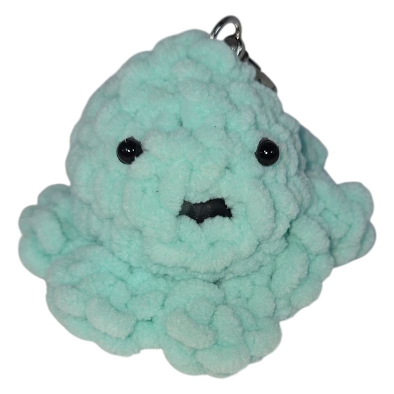 Mint Green Crochet Octopus Squishy Keychain
