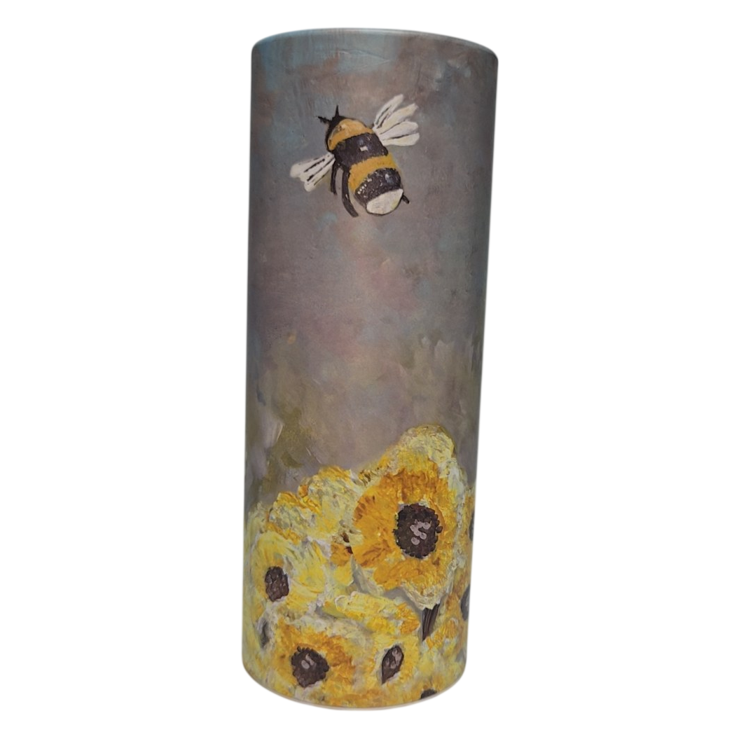 Bumblebee &amp; Sunflower Hand-Painted Tissue Tube Car Holder
