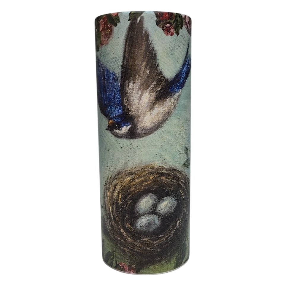 Bird &amp; Nest Vintage Art Cylinder Tissue Holder for Car Cup Holder