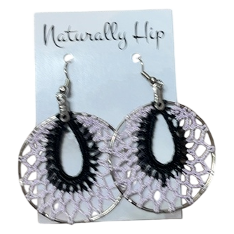 Hand Crocheted French Cotton Hoop Earrings