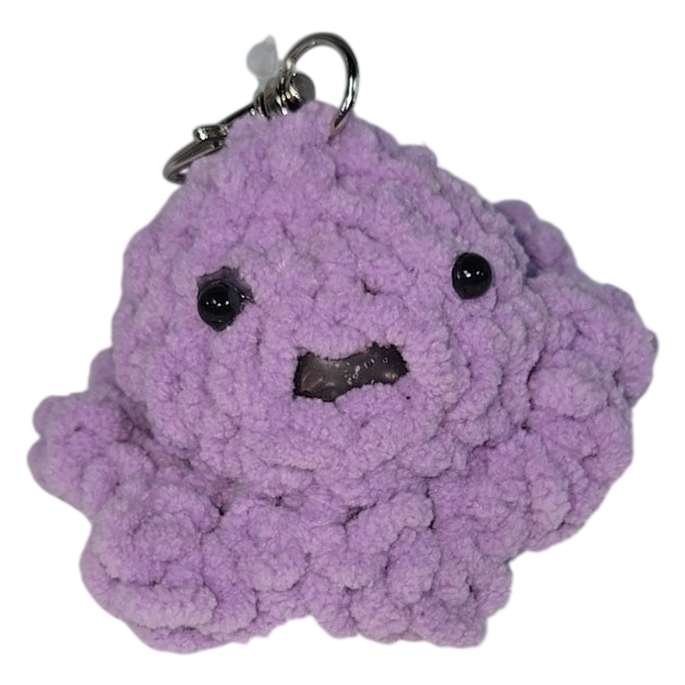 Purple Crochet Octopus Squishy Keychain