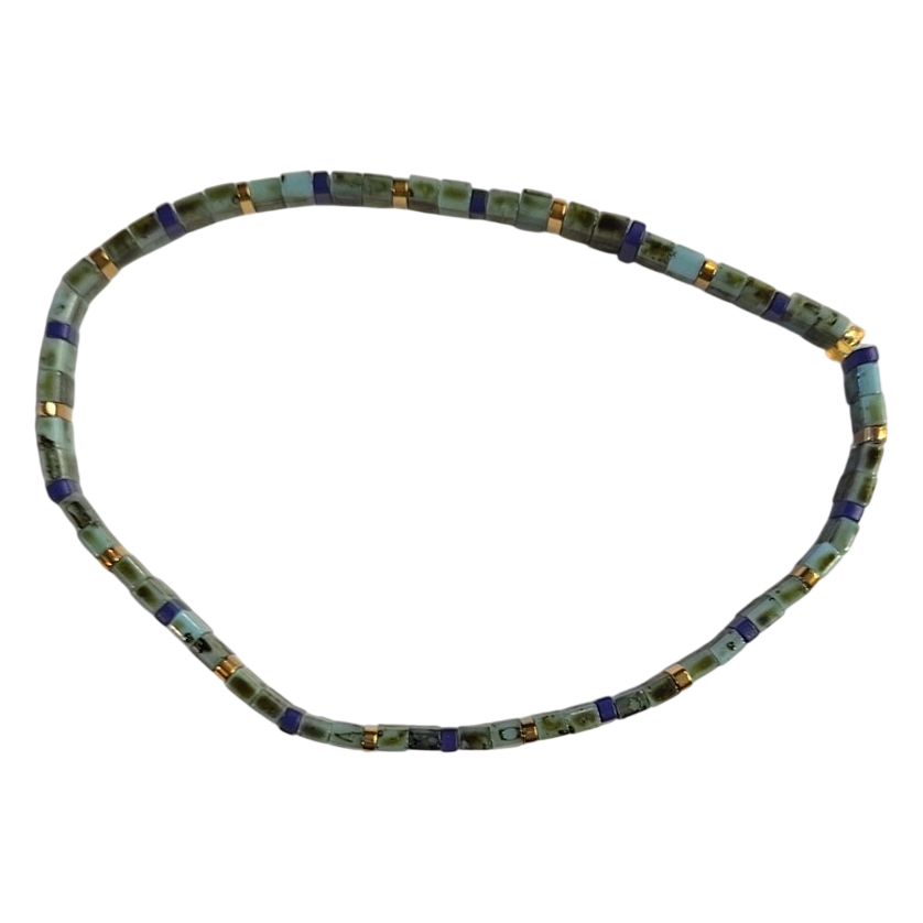 Tila Bead Stretch Bracelet – Turquoise, Blue &amp; Gold
