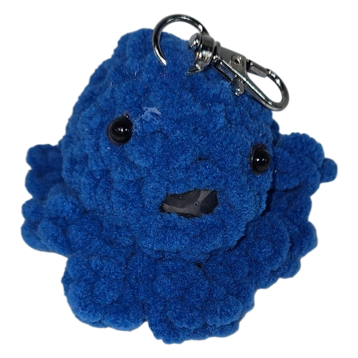 Blue Plush Octopus Squishy Keychain