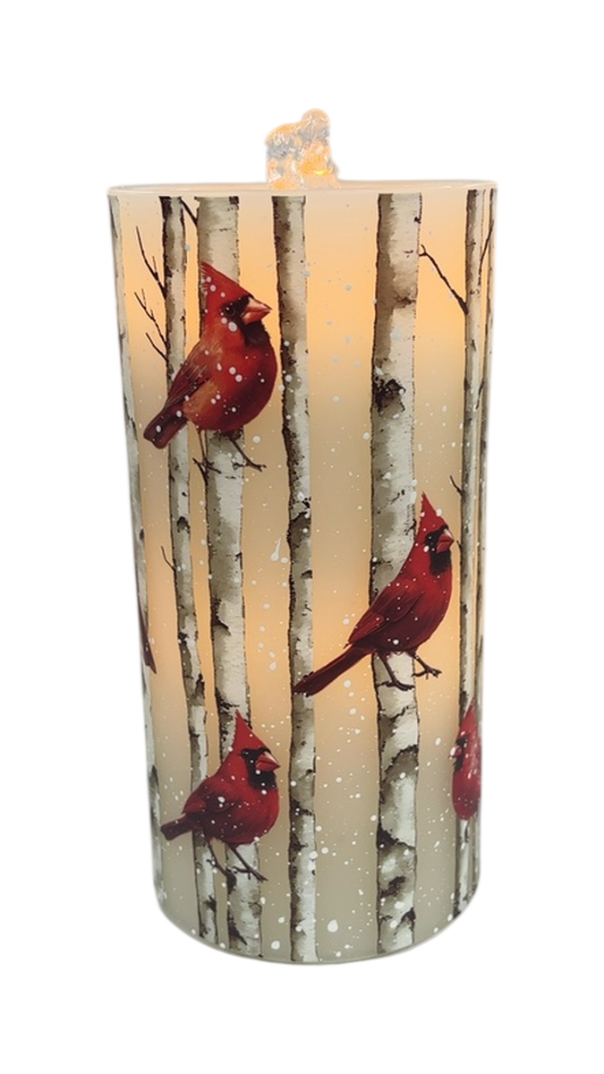 Cardinal &amp; Birch Tree Water Candle