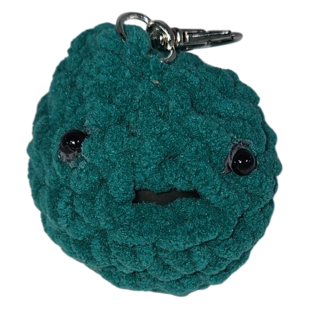 Teal Crochet Squishy Face Keychain