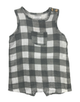 Mud Pie Gray Plaid Snap Romper