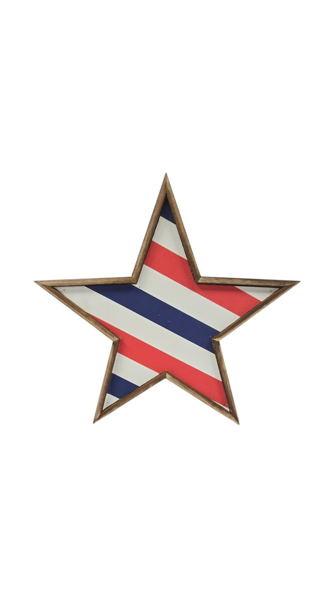Patriotic Red White Blue Star Wood Wall Decor