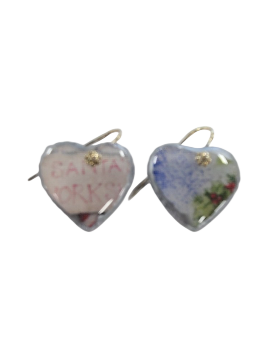 Heart-Shaped Fabric &amp; Resin Earrings by Julie Treiman