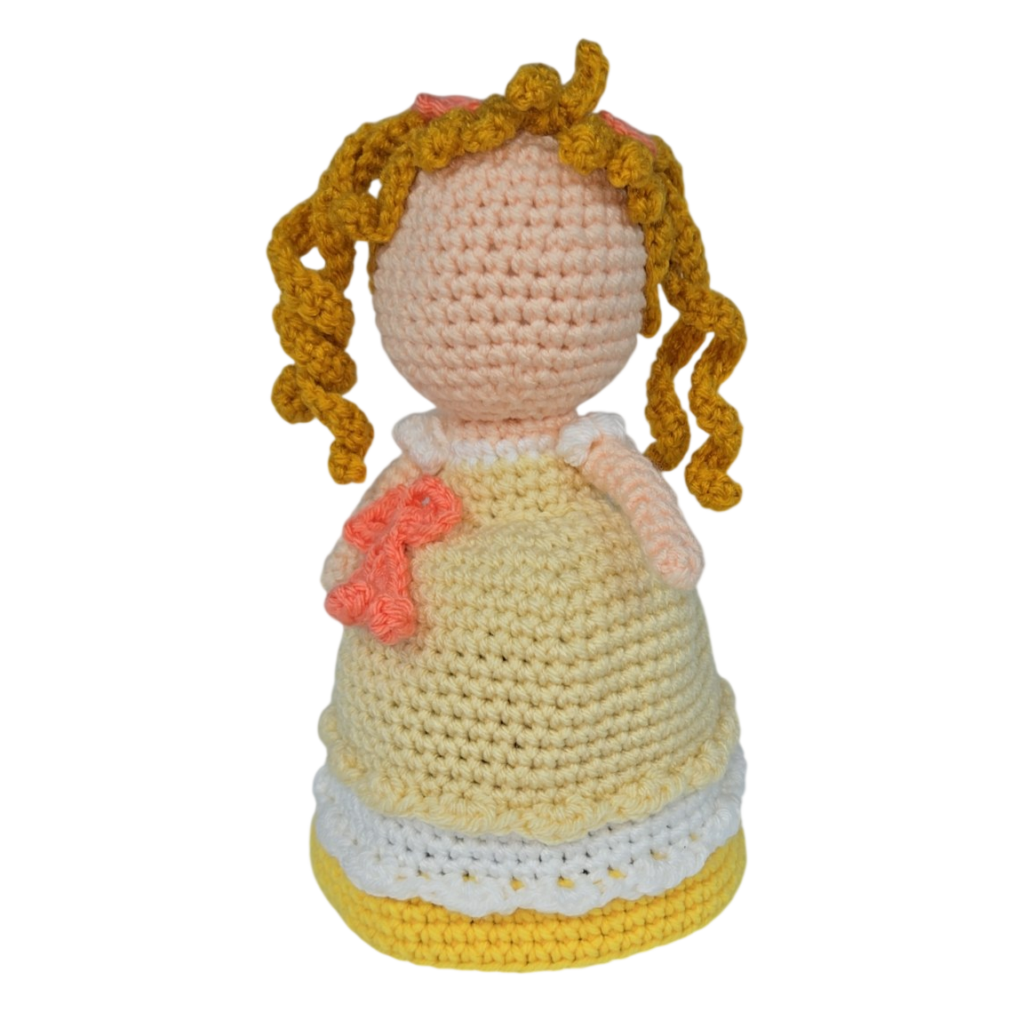 Handmade Crochet Princess Doll Amigurumi – Blonde Girl in Yellow Dress