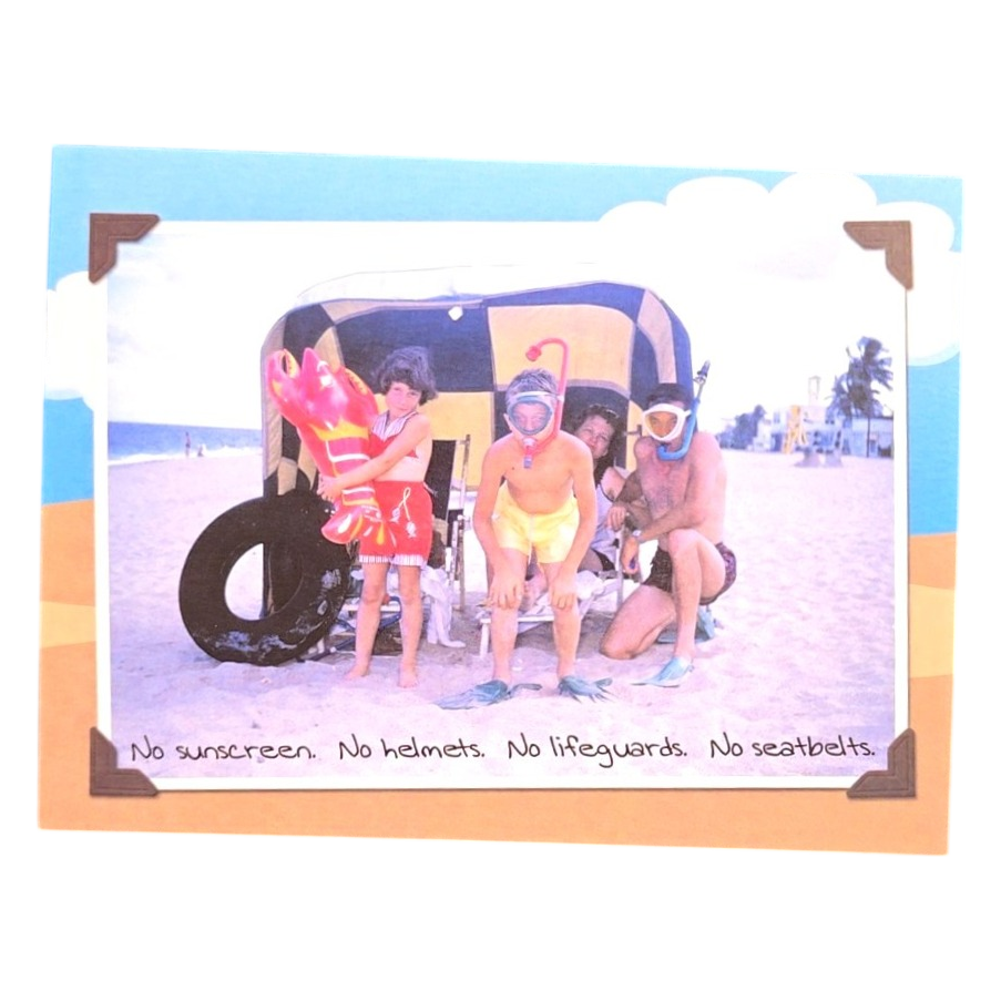 No Sunscreen No Helmets Retro Beach Card