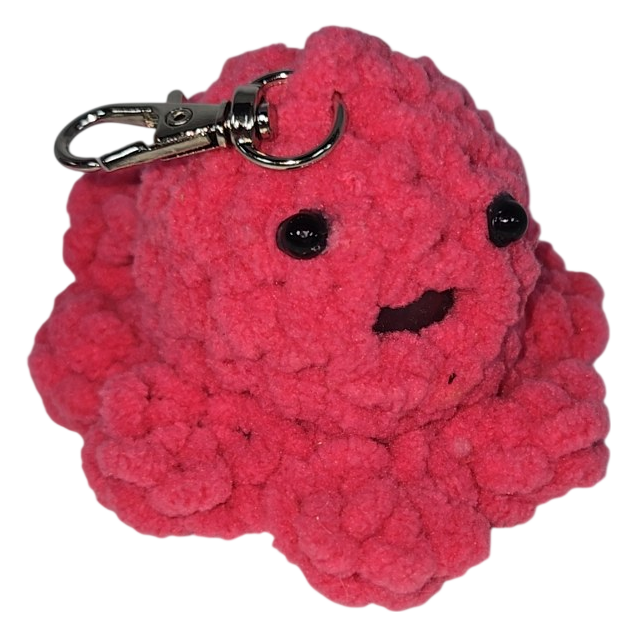 Pink Crochet Octopus Squishy Keychain