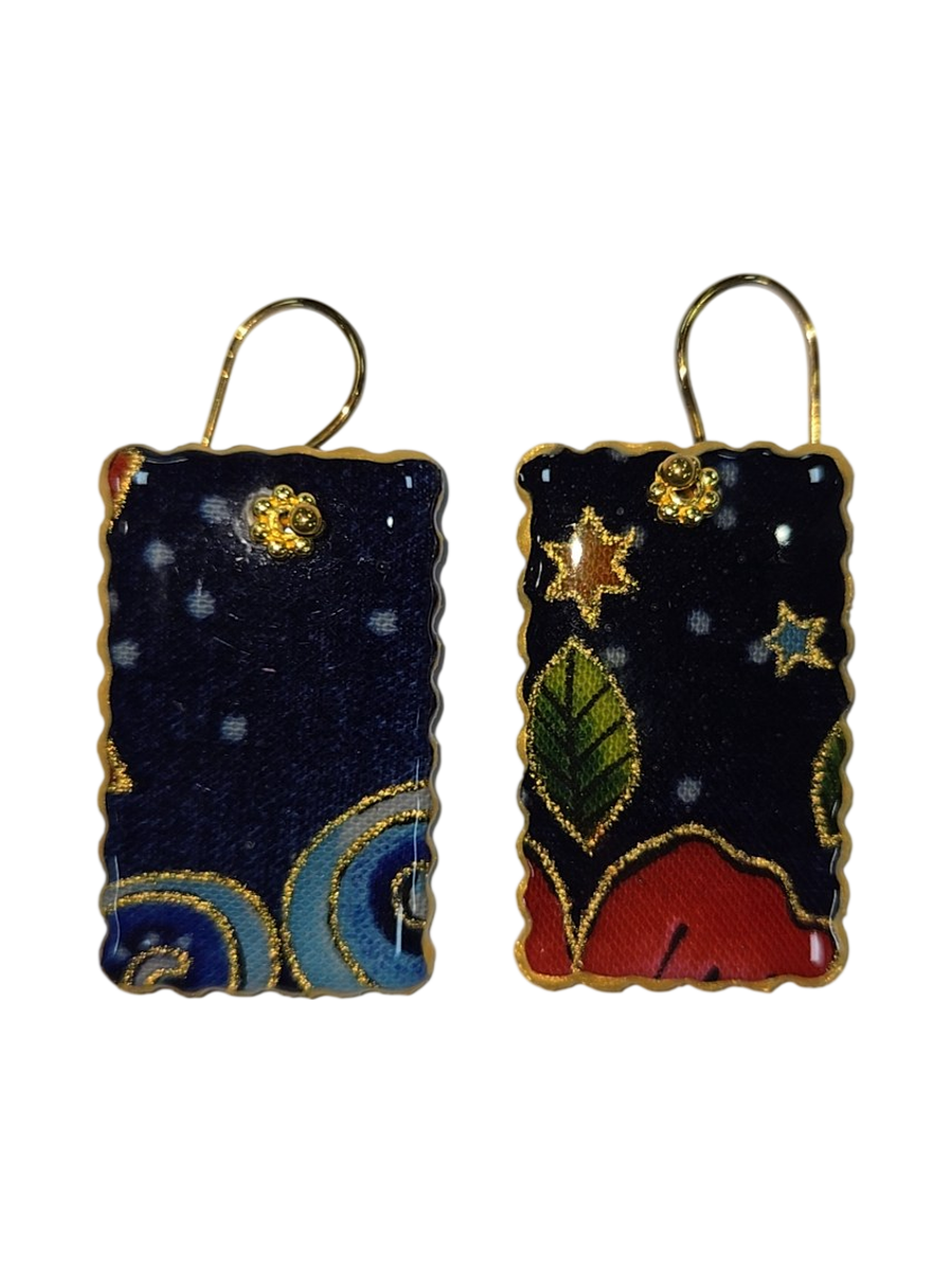 Julie Treiman Handmade Fabric &amp; Resin Night Sky Earrings