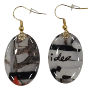 Handmade Fabric &amp; Resin Oval Drop Earrings