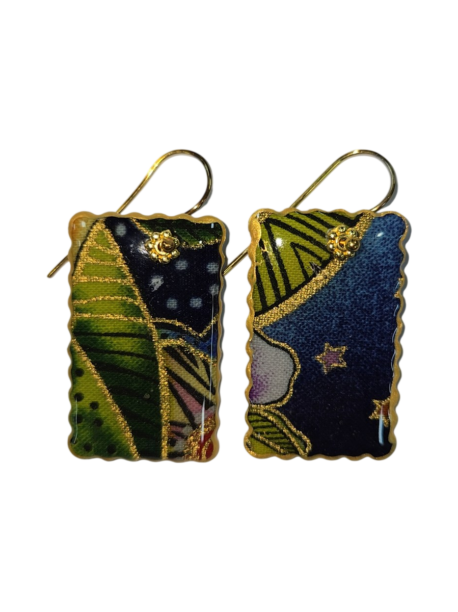 Julie Treiman Handmade Fabric &amp; Resin Rectangle Earrings