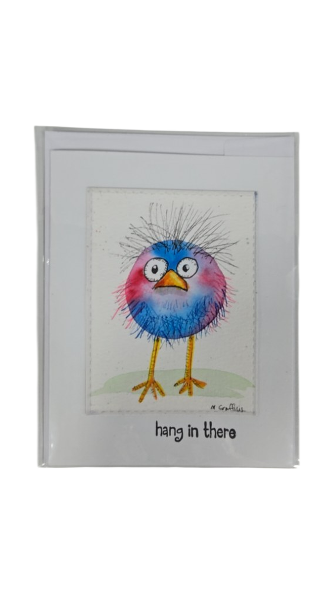 Hang In There Watercolor Bird Greeting Card