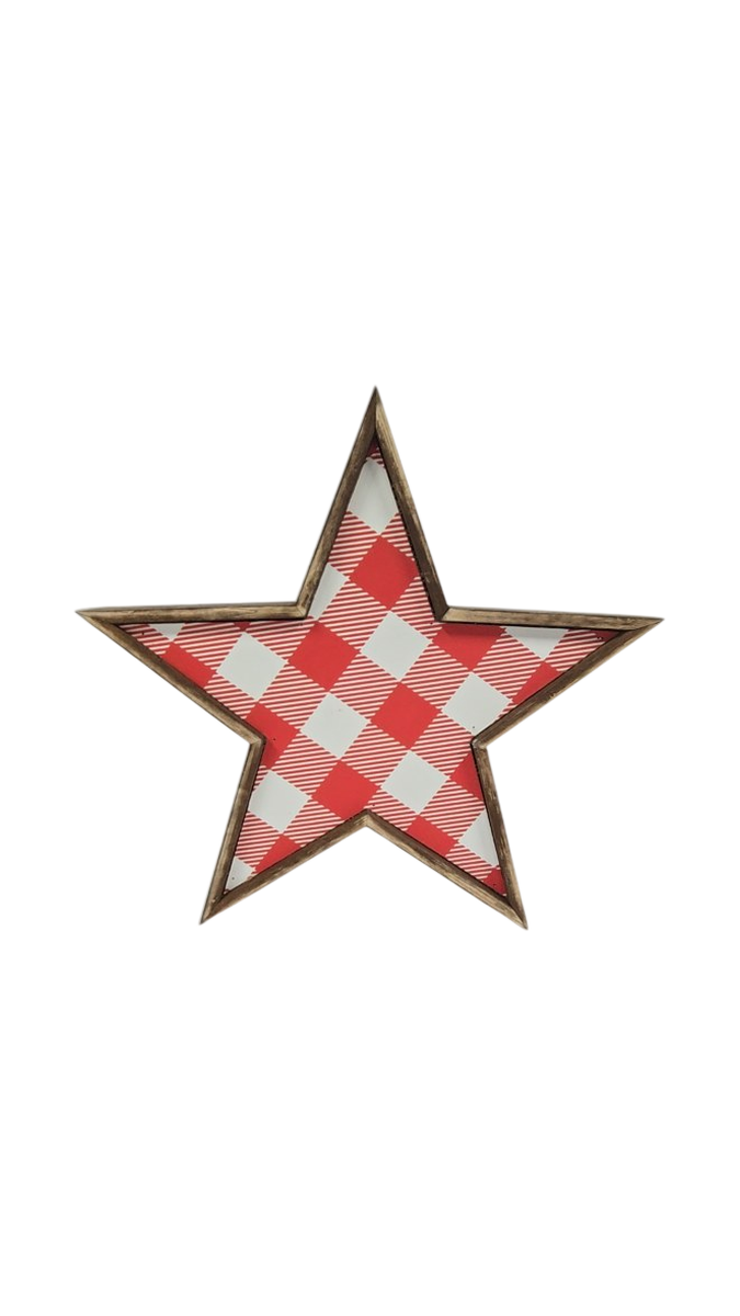 Red Buffalo Plaid Wooden Star Shelf Sitter