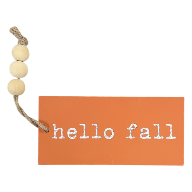 Hello Fall Glitter Wooden Tag Decor