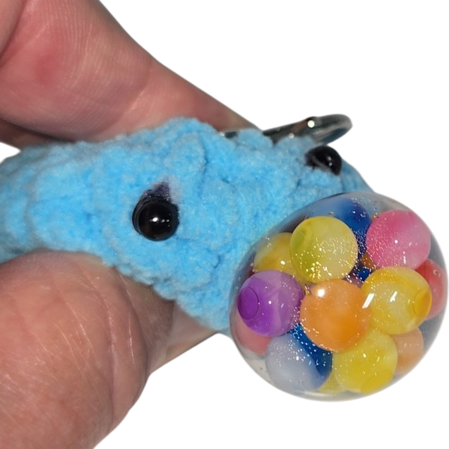 Crochet Stress Ball Blob Keychain – Blue