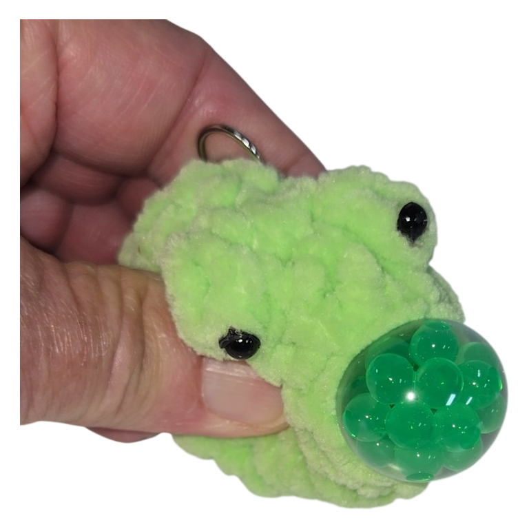 Frog Squishy Pom Pom Keychain