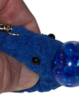 Blue Crochet Smiley Face Stress Ball Keychain