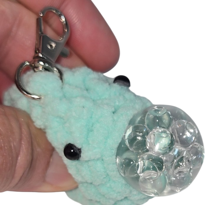 Mint Green Crochet Stress Ball Blob Keychain