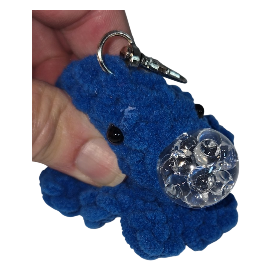 Blue Plush Octopus Squishy Keychain