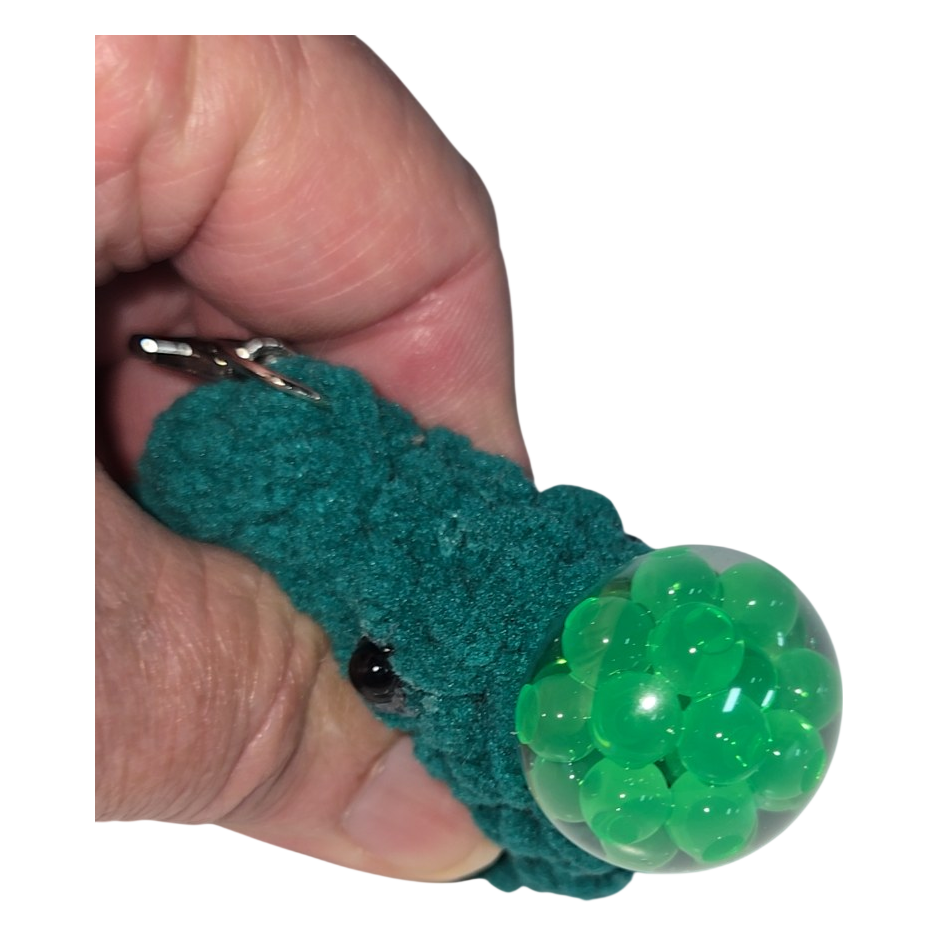 Teal Crochet Squishy Face Keychain