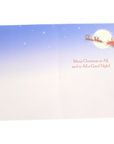 Santa Sleigh Flying Over Snowy Village Christmas Card