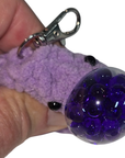 Crochet Stress Ball Blob Keychain – Purple Smiley Face