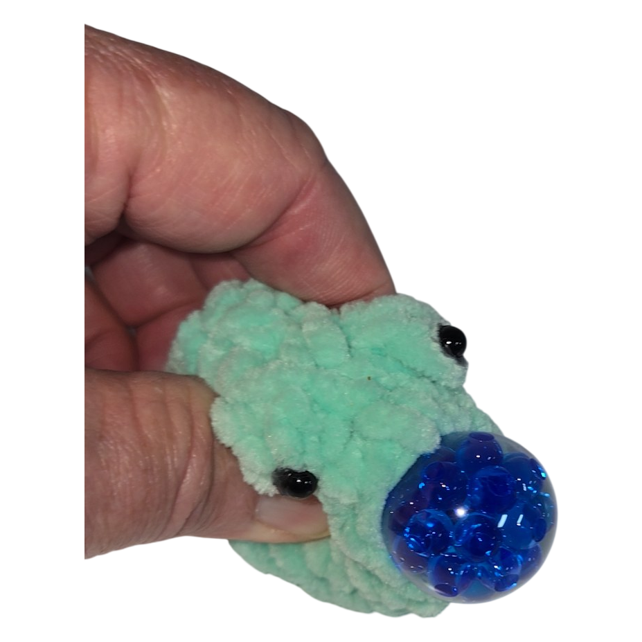 Mint Green Pom Pom Monster Squishy Stress Ball Toy