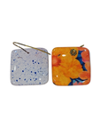 Handmade Floral Fabric & Resin Square Drop Earrings