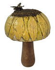 Encaustic Sunflower Mushroom Sculpture with Bee by Trish McFerran