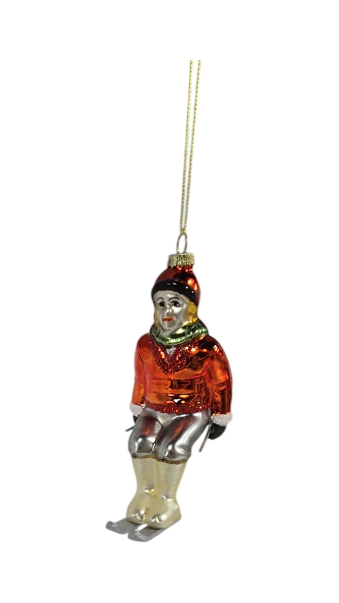 Red Skier Ornament