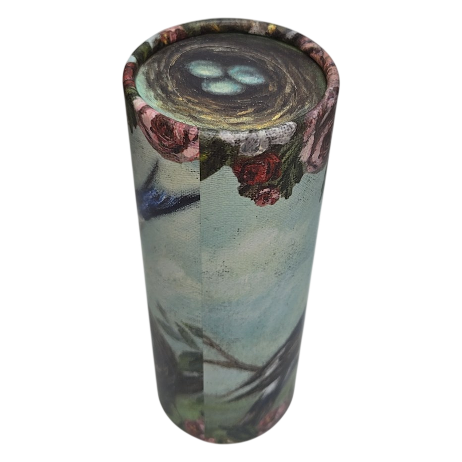 Bird &amp; Nest Vintage Art Cylinder Tissue Holder for Car Cup Holder