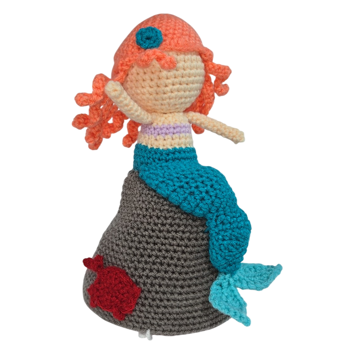 Crochet Mermaid Squishy Amigurumi Doll on Rock
