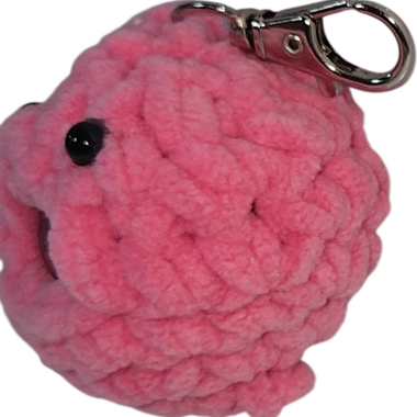 Pink Crocheted Blob Stress Ball Keychain