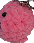 Pink Crocheted Blob Stress Ball Keychain