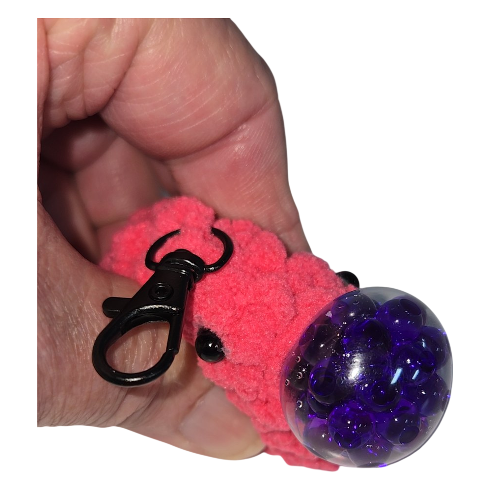 Cute Squishy Fish Crochet Keychain with Stress Ball