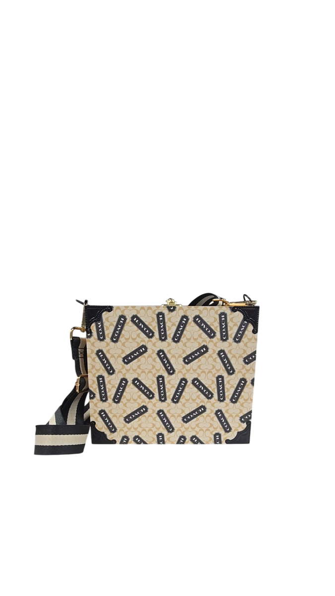 Coach-Inspired Signature Print Cigar Box Handbag